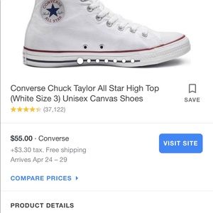 Converse chuck Taylor High Top White - new in box